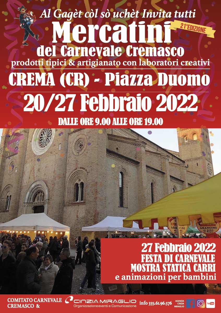 2022 LOCANDINA MERCATINI Mercatini di Carnevale a Crema 2022
