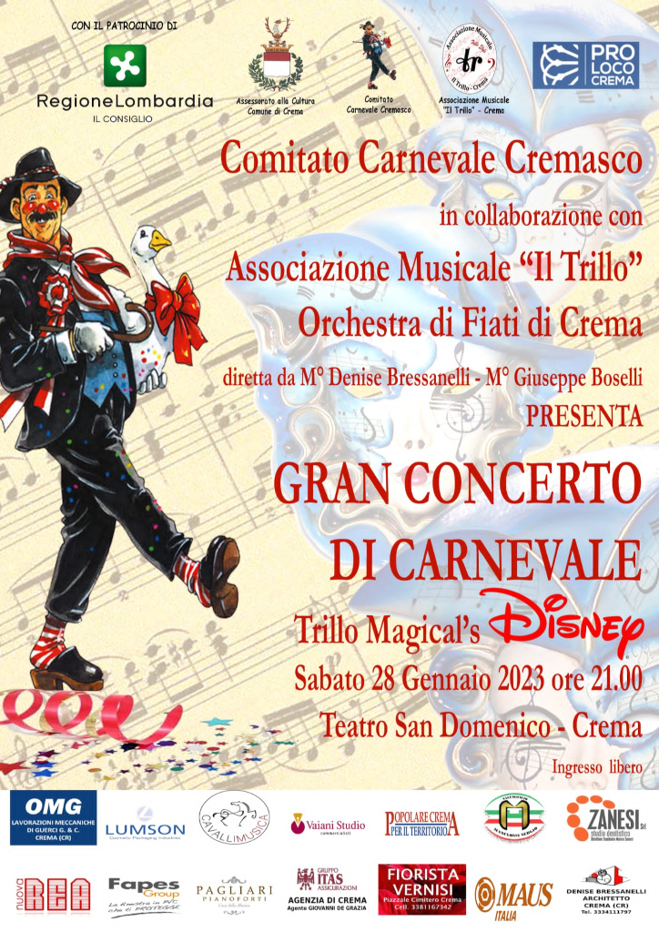 Locandina Gran Concerto di Carnevale a Crema
